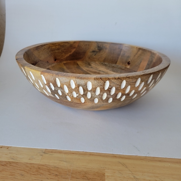 Wooden Bowl Decrotive Decor Real Wood New - Picture 1 of 8